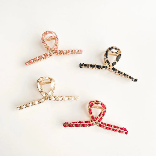 ribbon and metal twist hair clips