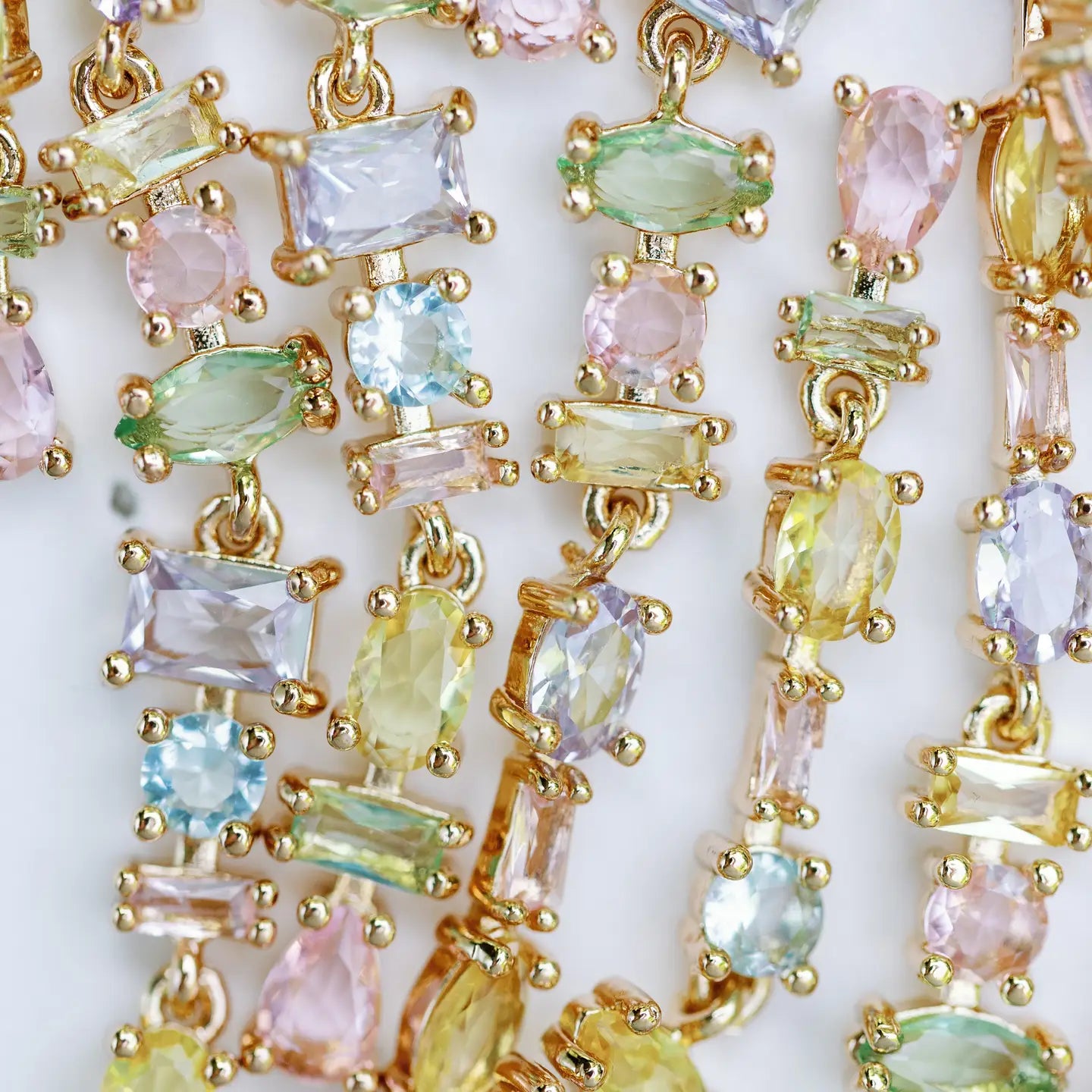 Pastel Toned Crystal Layered Duster Earrings