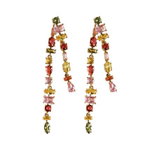 Load image into Gallery viewer, Jewel Toned Crystal Layered Duster Earrings
