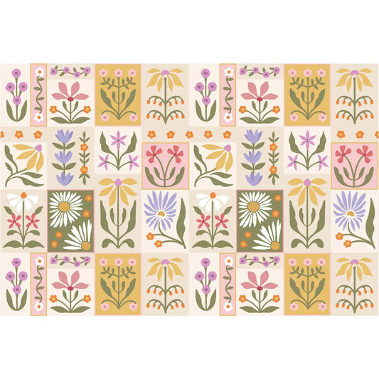 Flower Market Grid Gift Wrap