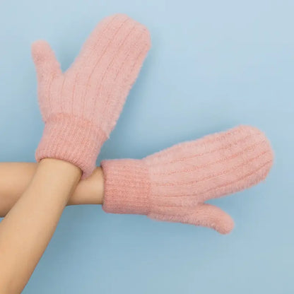 Plush Pastel Fuzzy Winter Mittens