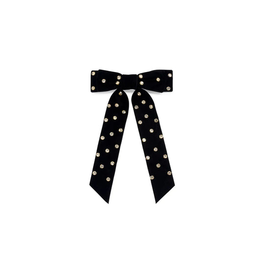 Velvet and Rhinestones Bow Clip