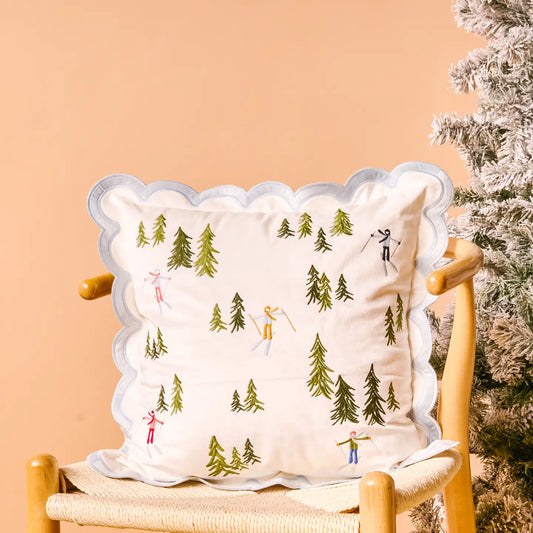 Aprés Ski Scalloped Square Throw Pillow