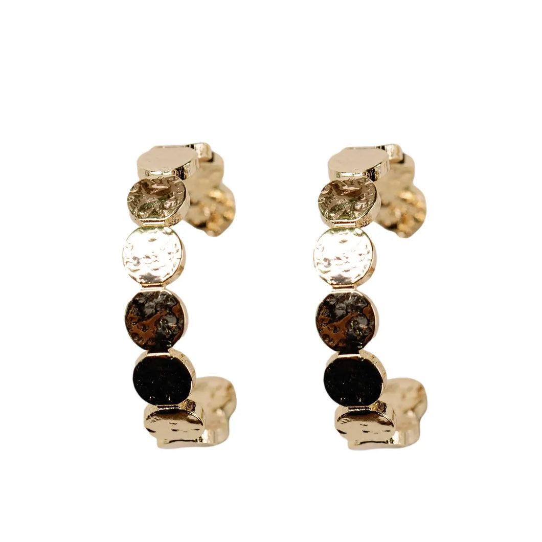 Hammered Gold Scalloped Hoop Earrings