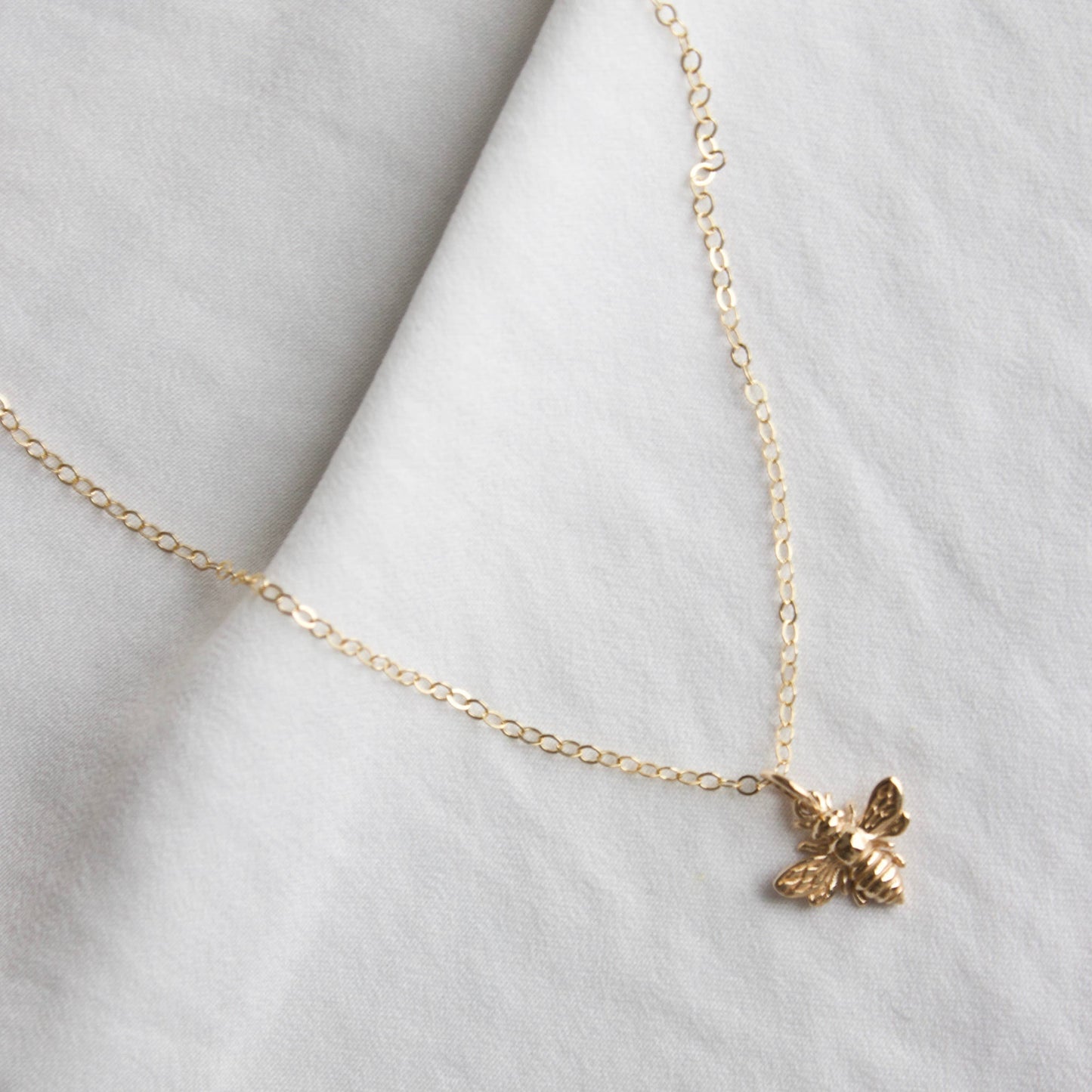 Gold Bee Charm Necklace