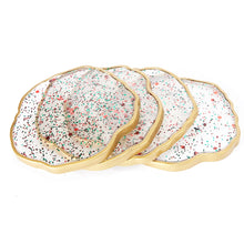 Load image into Gallery viewer, Gold Rim Winter Resin Coaster Set
