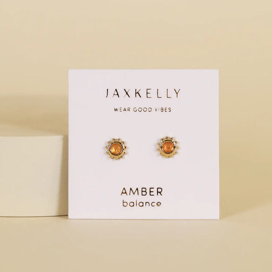 Sun Stud - Amber - Gold Earrings