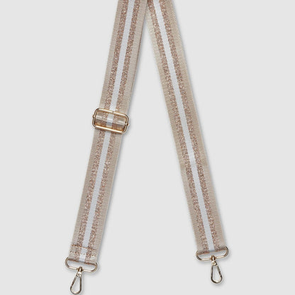 metallic purse strap with gold hardware