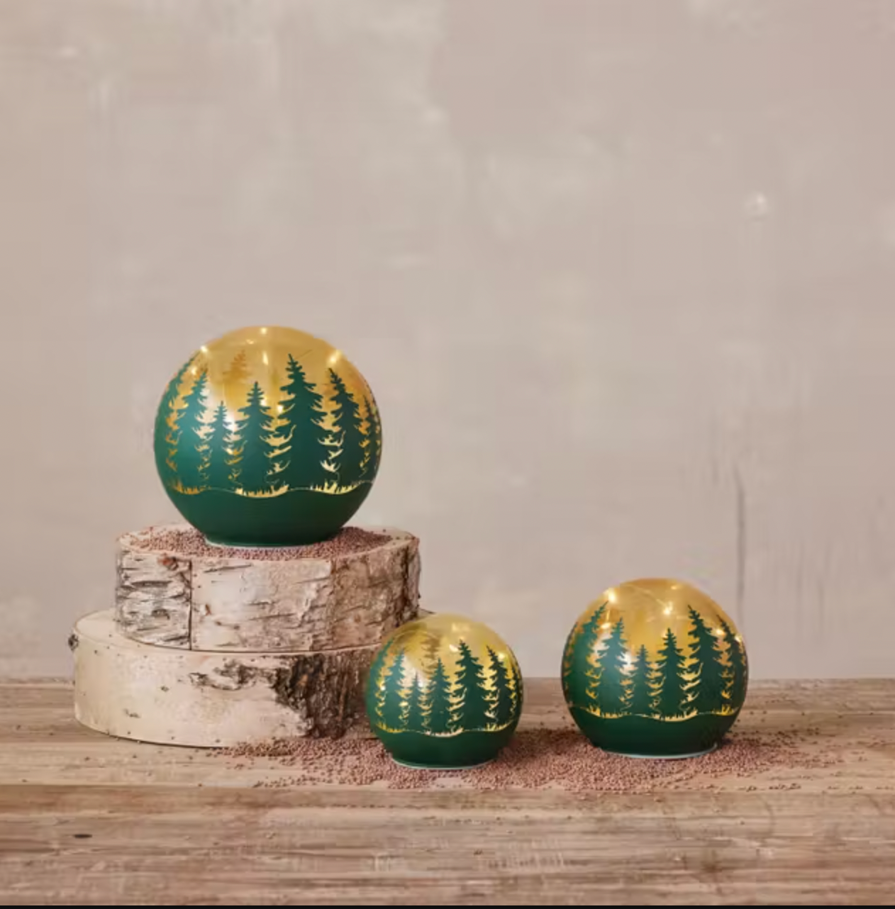 Etched Evergreens LED Glass Ball