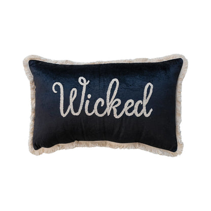 Wicked Embroidered Velvet Lumbar Pillow