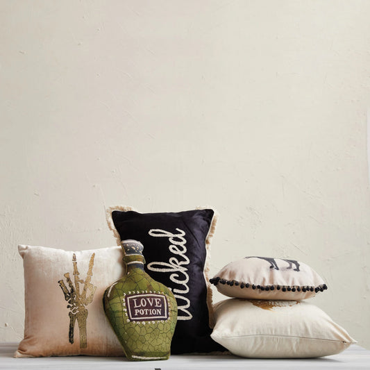 Wicked Embroidered Velvet Lumbar Pillow