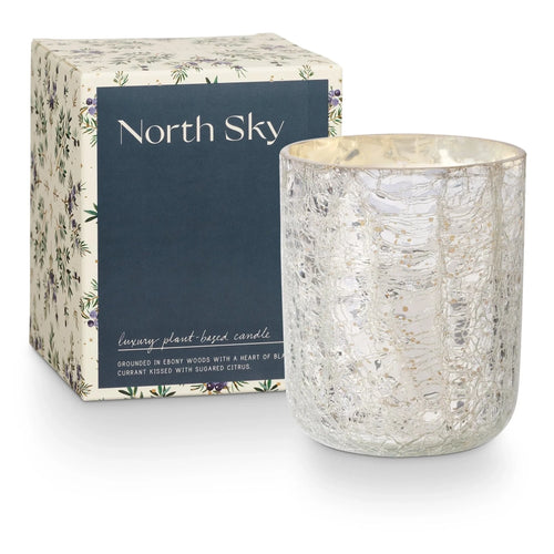 shiny silver crackle candle