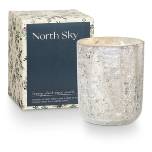 shiny silver crackle candle