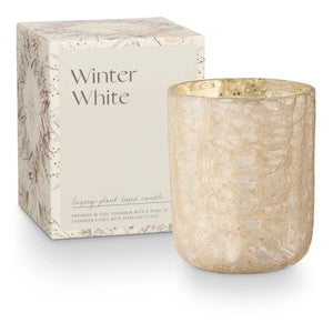 cream glass crackle candle