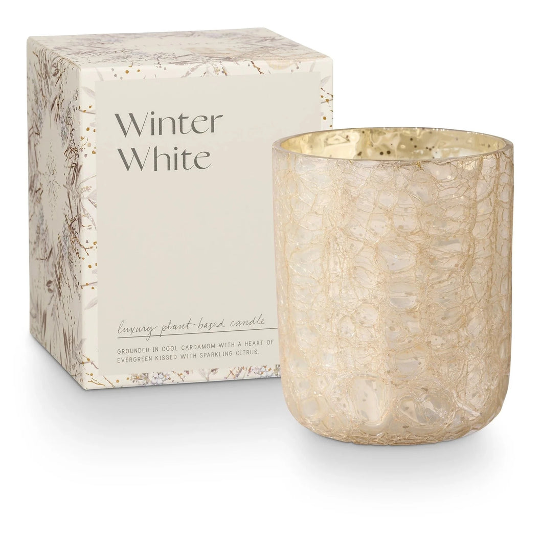 cream glass crackle candle