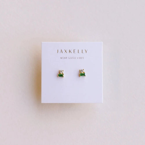 diamond and emerald double stacked earrings
