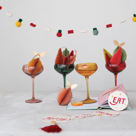 Jewel Toned Pleated Champagne/Coupe Glass
