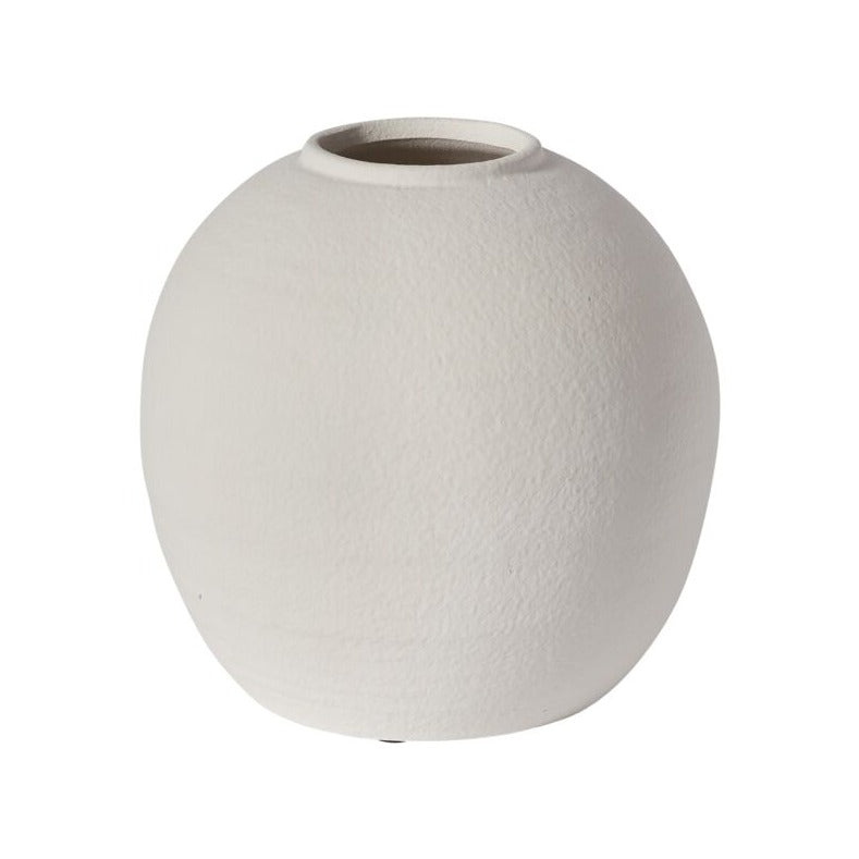 white round cement vase