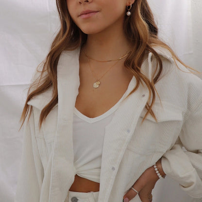 Audrey Pearl Hoop Earrings