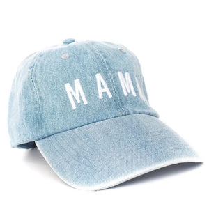 MAMA Baseball Hat in Blue, Side Angle