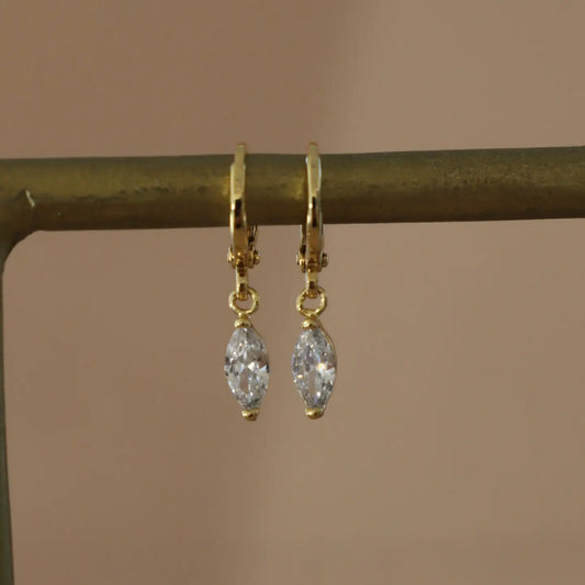 Marquise Cz Drop Huggies
