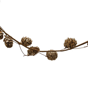 Natural Pinecone Garland with Glitter