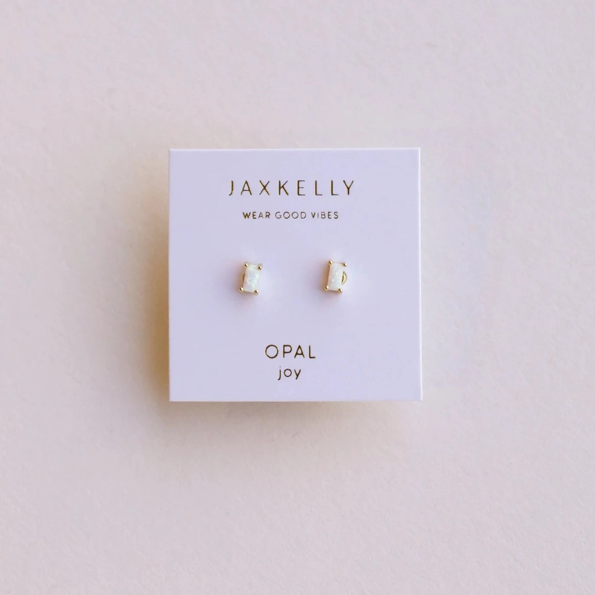 white rectangular shaped stud earrings