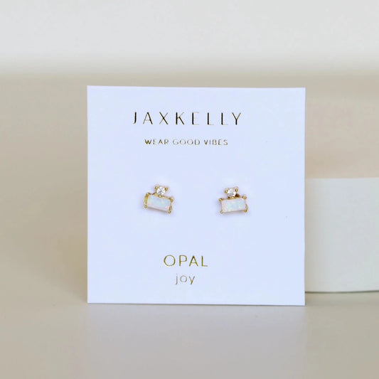 opal rectangular earrings