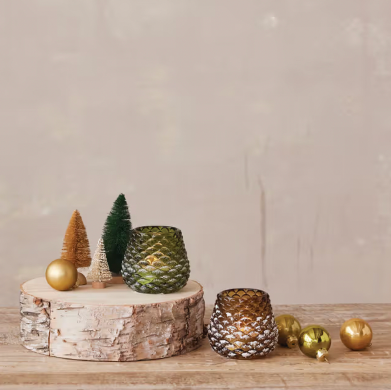 Glass Pinecone Shaped Tealight Holder