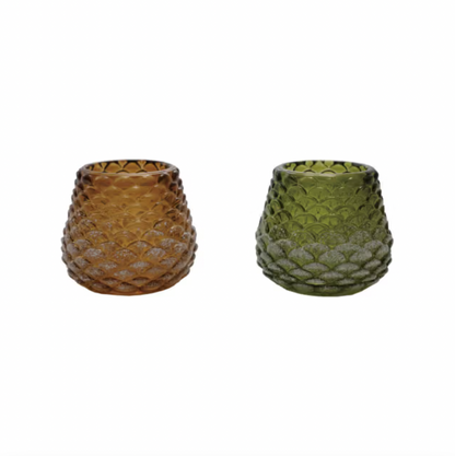 Glass Pinecone Shaped Tealight Holder