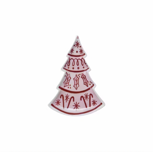 Pink & Red Stoneware Tree Shaped Plate