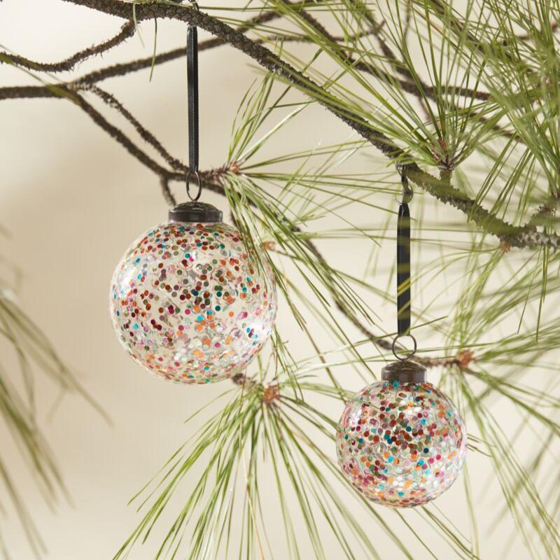 Rainbow Glitter Ball Ornament