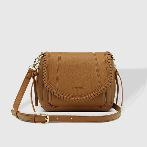 tan leather bag with strap