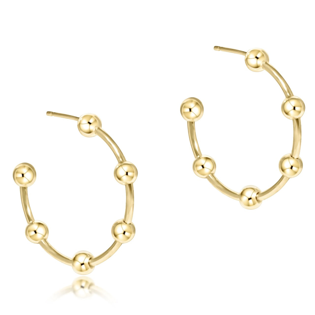 Beaded Simplicity 1" Post Hoops - 4mm Gold