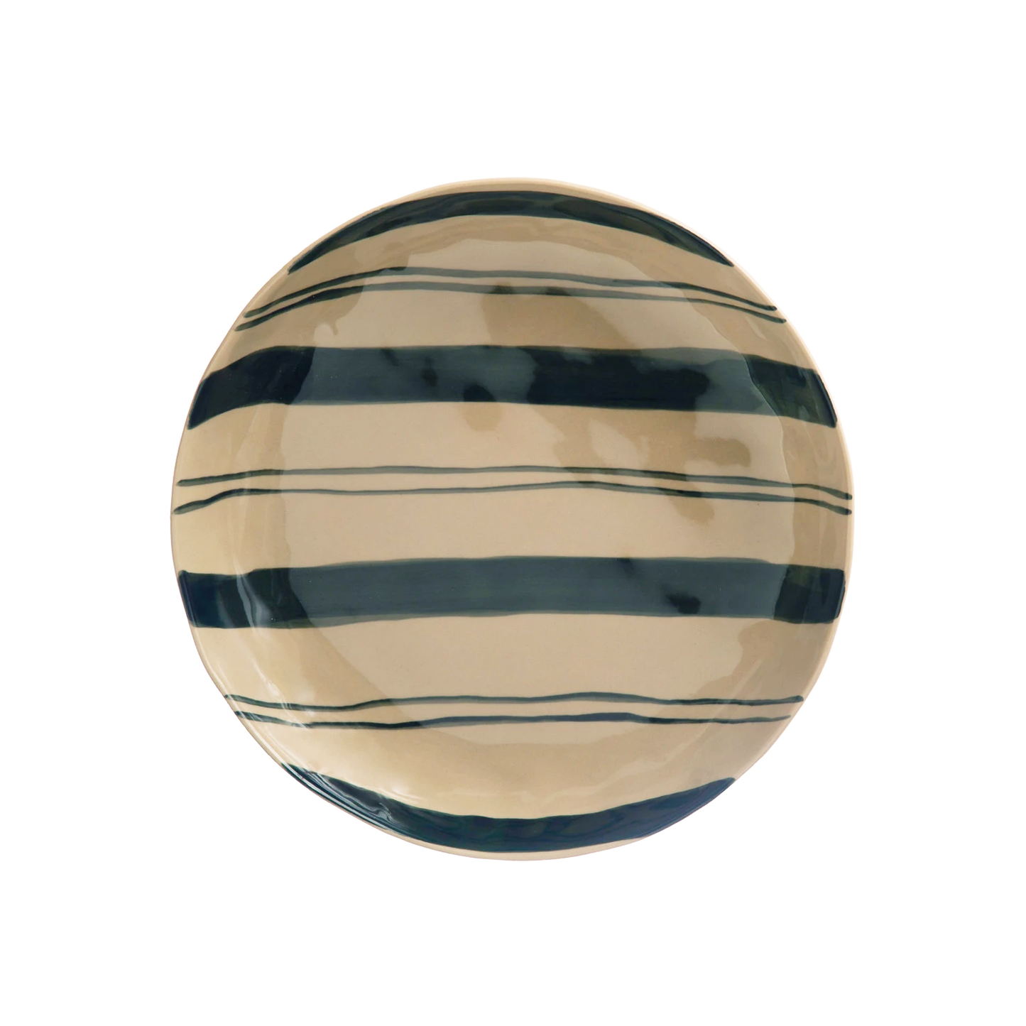 Midnight Blue & Cream Striped Serving Bowl