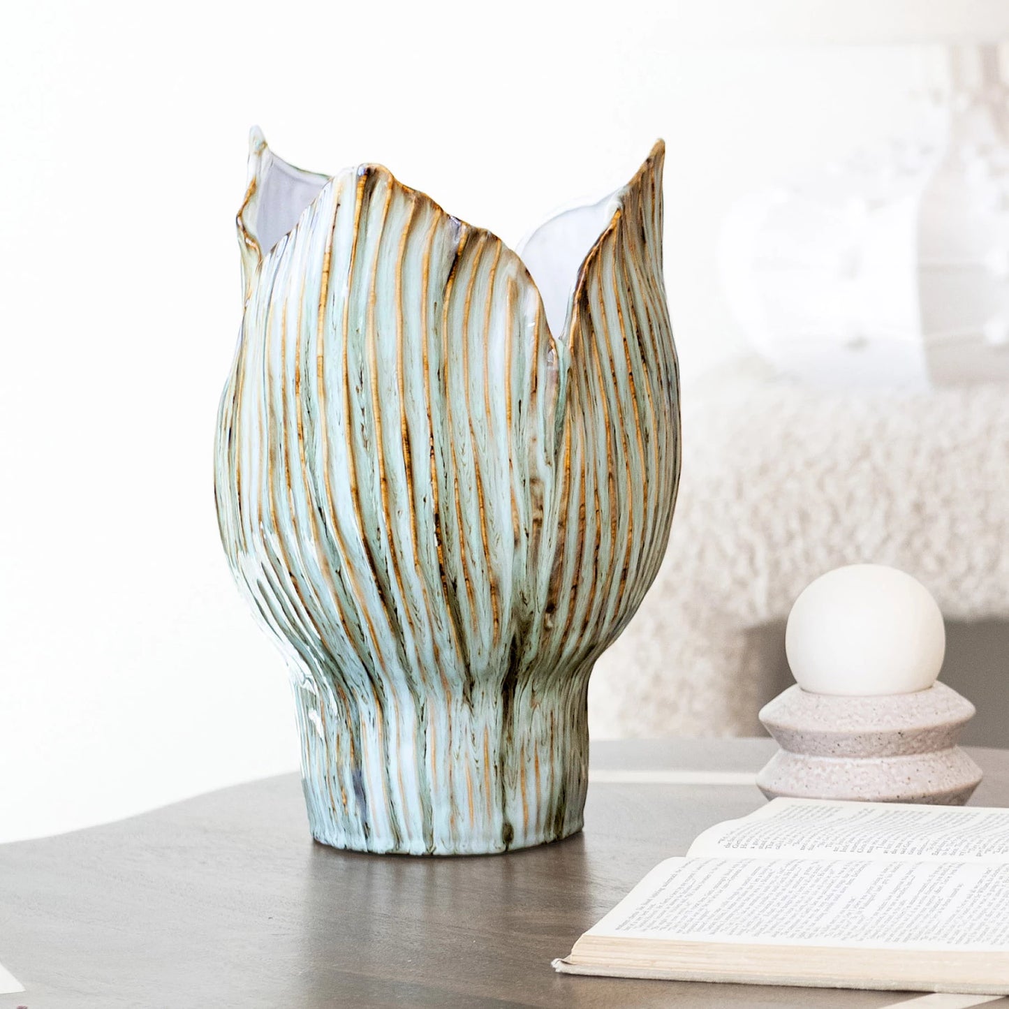 Pleated Bud Sculptural Vase