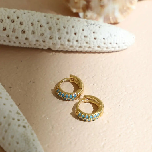 Turquoise Duo Huggies