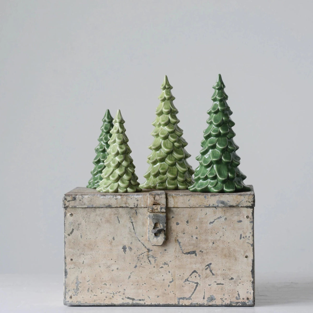 Vintage Green Stoneware Trees