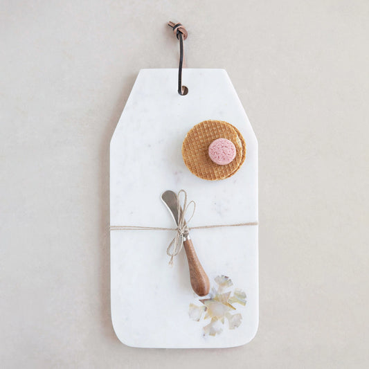 Snowflake Marble Cheese Board with Canapé Knife