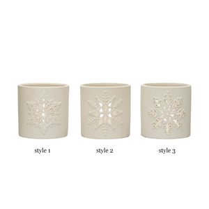 Snowflake Bisque Tealight Holders