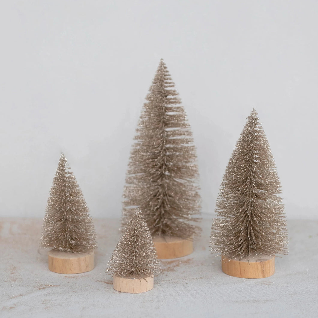 Champagne Glitter Bottle Brush Trees