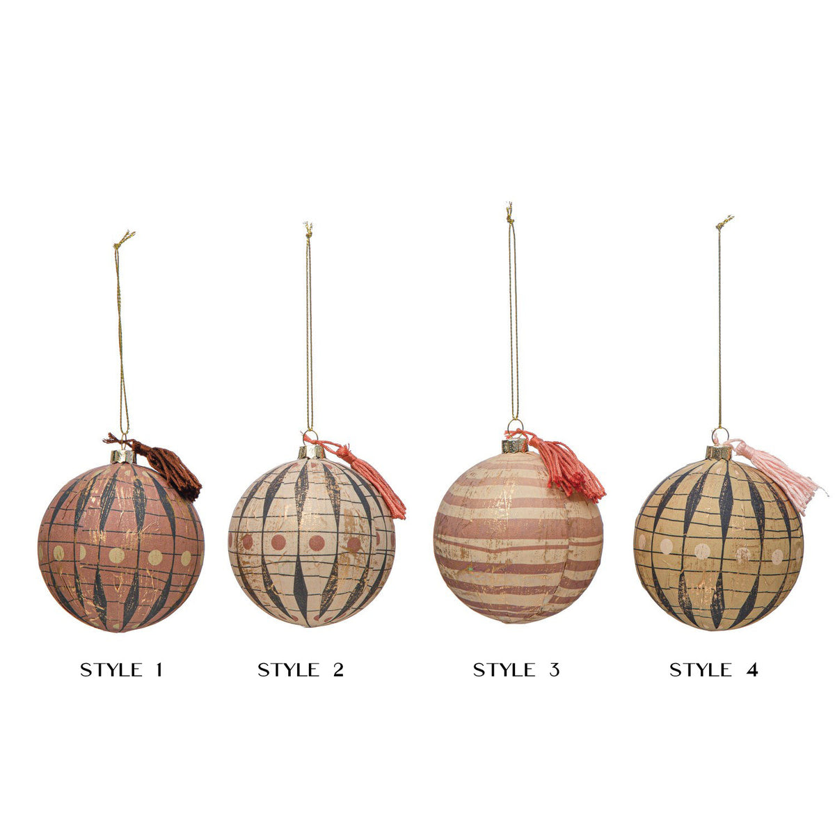 Mauve & Navy Paper Mache Ornaments