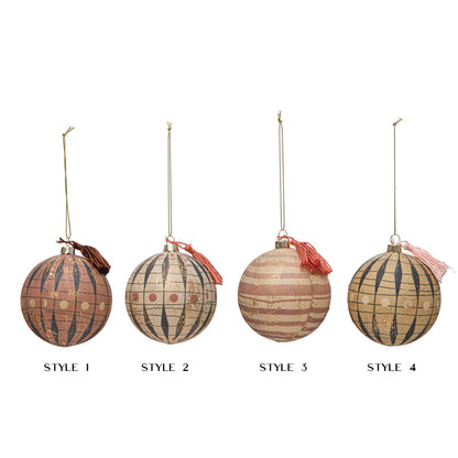 Mauve & Navy Paper Mache Ornaments