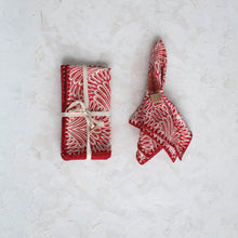 Load image into Gallery viewer, Festive Red &amp; Gold Patterned Napkin Set
