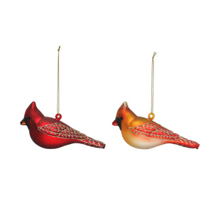 Hand-Painted Glass Cardinal Ornaments