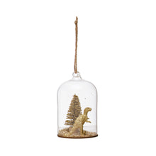 Load image into Gallery viewer, Sparkly Dino Glass Cloche Ornament
