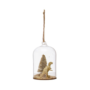 Sparkly Dino Glass Cloche Ornament