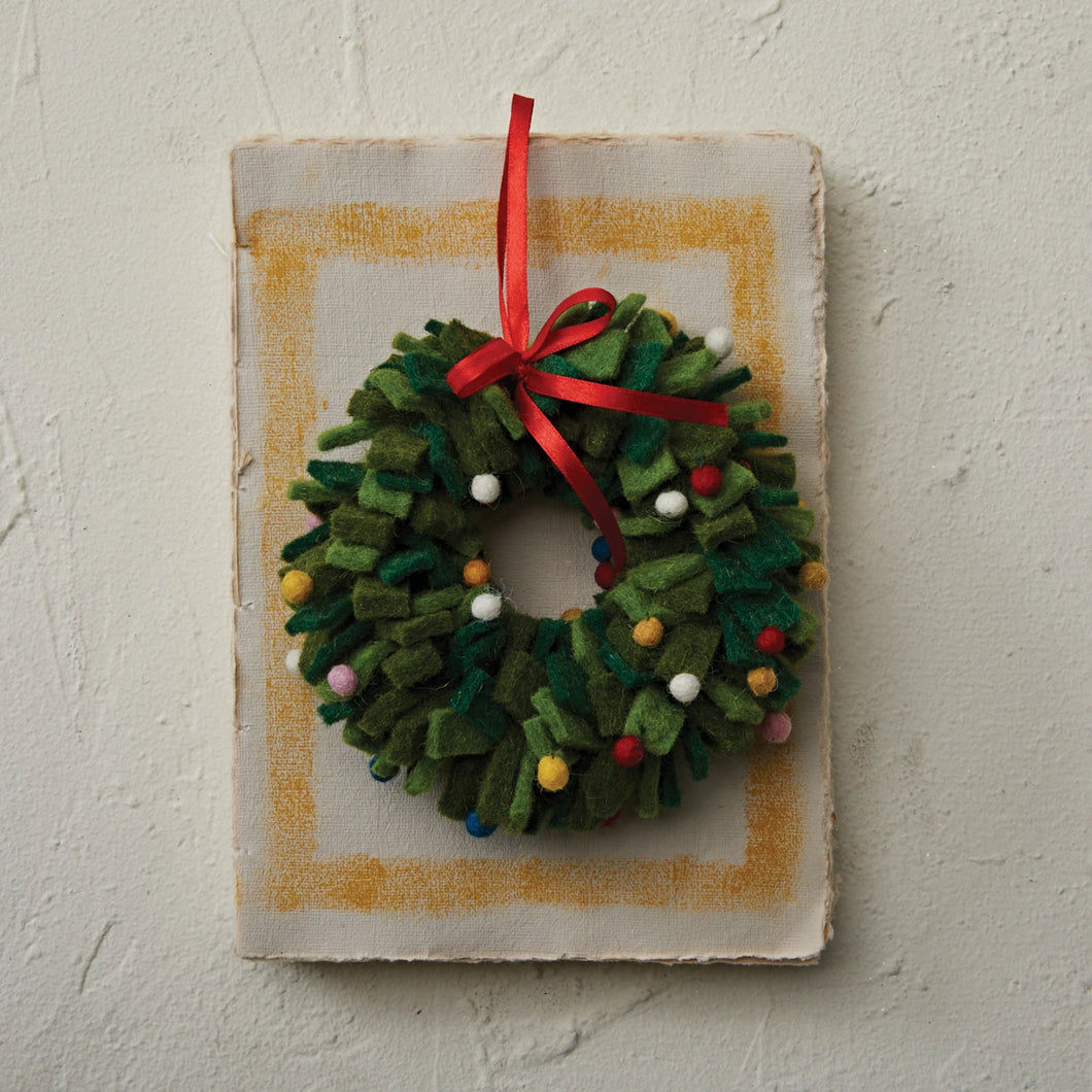 Felt Wreath Ornament with Pom Poms