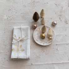 Load image into Gallery viewer, Linen Napkins Set with Gold Foil Snowflakes
