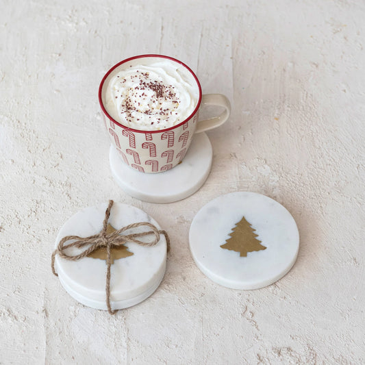 Marble Coasters with Tree Inlay
